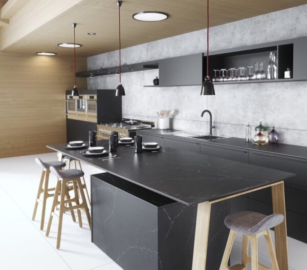 Silestone Charcoal Soapstone virtuves stalvirsis